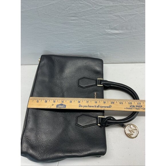 Michael Kors MK Black Pebbled Leather Tote Bag Handbag double handle footed - Picture 10 of 11